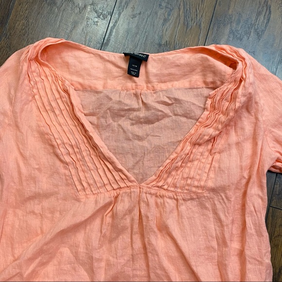 Lane Bryant 100% Linen  Blouse 14 16 peach short sleeve - Picture 3 of 5